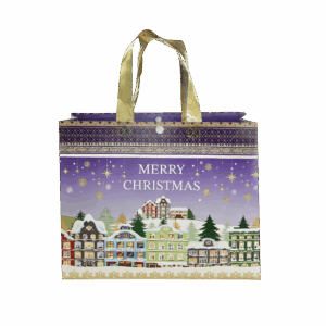 Sacs d’emballage de cadeaux de Noël transfrontaliers personnalisés, grande capacité, portables, pliables, sacs à main en tissu non tissé pour Noël