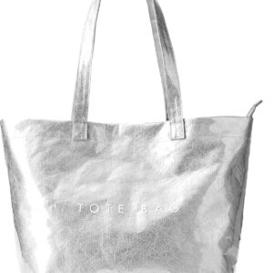 Zipper Tote Bag, Kraft Paper Beach Bag Large Hobo Carry All Travel Shopping Handbag Plastic Shoulder Bag