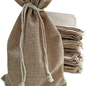 Burlap Bags with Drawstring, 7×10 Inch Rustic Gift Bag Bulk Pack for Mugs, Mason Jars, Christmas, Advent, Holiday Gift Bags, Wedding and Birthday Party Favor Bags, Grocery, Gift Wrap and Treat Pouches
