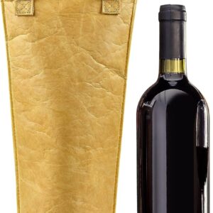 Single Wine Gift Tote Bag, DuPont paper Wine Bottle Carrying Cooler Carrier for Travel, Picnic, Great Gift for Wine Lover, DuPont Paper