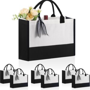 Sac fourre-tout en toile classique personnalisé (noir et blanc), à l’intérieur de la poche à fermeture éclair fourre-tout d’épicerie cadeau de bricolage, pour mariage, anniversaire, plage, cadeaux parfaits pour les femmes, maman, enseignants, amis