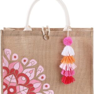 Beach Bag for Women, Straw Beach Tote Bag with Pocket Tassel Handle Waterproof Lining, for Summer Vacation Pool Gift