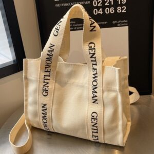 The 2025 new style Thai Gentle Woman canvas bag with lettered vegetable basket and single-shoulder bag