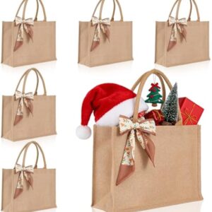 Large Jute Tote Bag Set. Durable, waterproof and reusable. The ribbon pairs with any outfit, for any occasion.
