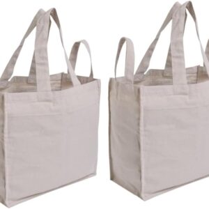 Mayatra’s Canvas Grocery Reusable Shopping Bags with Real Pockets, Long and Sturdy, Foldable, Washable Grocery Tote Bag (Pack Of 2)