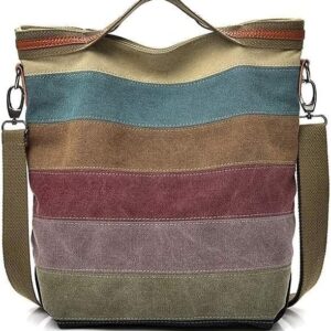 Bolsos de hombro para mujer de lona Hobo Bolsos casuales mensajero multicolor con asa superior y bandolera