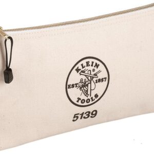 Sac à fermeture éclair KLEIN TOOLS, pochette en toile avec fermeture éclair en laiton robuste