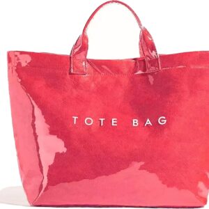 Bolso de PVC Lushandy para mujer, bolso grande de plástico limpio para viajes de trabajo, cartas impresas, papel Kraft, bolso de mano para llevar todo Hobo