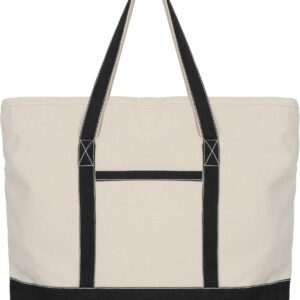 Bolsas de lona extra grandes con cremallera – 22 pulgadas resistentes, bolsa premium con cremallera – cremallera, 100% algodón orgánico, resistente y lavable para lona multiusos
