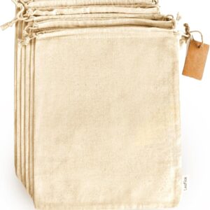 LEAFICO Cotton Storage Bags – X-Large 14×17 Inch (6-Pack) – Reusable Muslin Bags with Drawstrings – Biodegradable Canvas Fabric Sacks – Perfect for Bread, Bulk Produce, Potatoes, Onions, Shoes