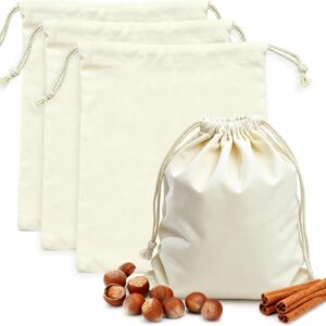 Reusable Cotton Storage Bags, 3-Pack Muslin Drawstring Bags for Bread, Potatoes, Onions, Produce; Biodegradable Canvas Fabric Sacks for Shoes, Laundry, Clothes, Travel Storage