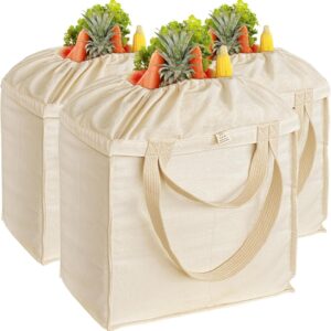 Reusable Grocery Bags – Canvas Tote Bag for Shopping Groceries with Handles, XL Set, Heavy Duty, Foldable, Washable