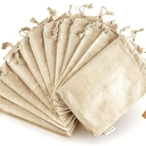 Cotton Storage Bags – X-Large 14×17 Inch (6-Pack) – Reusable Muslin Bags with Drawstrings – Biodegradable Canvas Fabric Sacks – Perfect for Bread, Bulk Produce, Potatoes, Onions, Shoes
