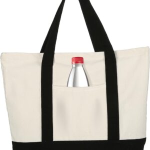 Extra Large Canvas Tote Bag for Women Reusable Grocery Shopping Bag with lining, Wider Shoulder Straps, Zipper