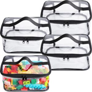 Bolsa de maquillaje transparente con cremallera de 4 packs, bolsa impermeable para viajar, bolsa de transporte organizadora para viajes, baño, residencias universitarias, organizadores de armarios, decoraciones navideñas, almacenamiento de juguetes con asas