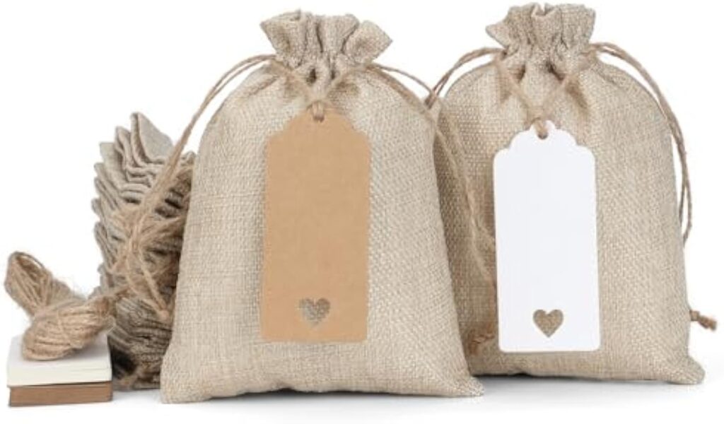 Burlap Bags with Drawstring – 30Pcs Gift Bags for Wrapping Christmas Favors, DIY Craft, Candles, Souvenirs, For Birthday, Gathering, Customers, Small Business