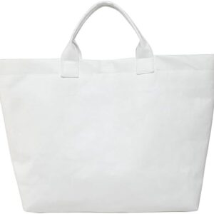 Women Travel Shoulder Bag Paper Simple Tote Handbag for Female (White)