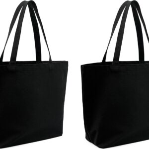 Blank Canvas Cotton Tote Bags, 2 Pcs Plain Reusable Grocery Shopping Cloth Bags for DIY, Gifts, Activity
