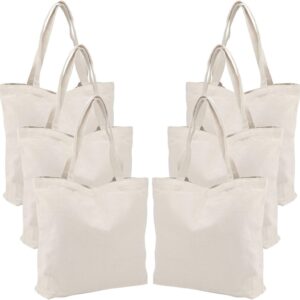 Large Canvas Tote Bags, 20X15 Inch Reusable Grocery Bag, Natural White Blank Cloth Heavy Duty Shopping Tote with Bottom Gusset & Shoulder for DIY Crafting Decorating
