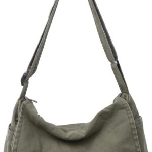 Canvas Messenger Bag Large Messenger Bags for Women Men Casual Canvas Crossbody Shoulder Bag with Multiple Pockets