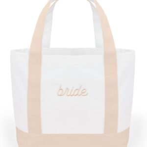 Neutral Bride Tote Bag | Beige Bachelorette Party Decorations, Cute Bride To Be Accessory, Bridesmaid Gift, Bridal Shower Supplies, Engagement Party Favor, Classy Bridal Purse