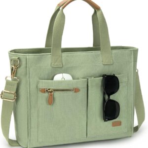Canvas Tote Bag for Women, Large Tote Bag with Zipper & Compartments for Travel Work College Teacher Nurse