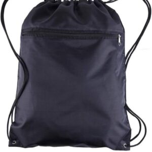 Set of 12 Durable Polyester Drawstring Backpack Bags with Front Zipper Pocket 15″ W x 18″ H