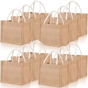 Burlap Tote Bag Mini Jute Reusable Bag with Handles Small Blank Canvas Gift Waterproof for Wedding Beach DIY