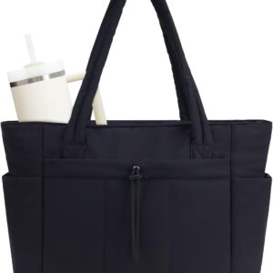 Sac fourre-tout en toile nature avec porte-gobelet, compartiment pour ordinateur portable et pochette de chariot pour les voyages, le travail, l’infirmière, les femmes