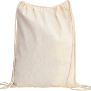 Set of 12 Durable Cotton Canvas Drawstring Backpack Bags (Small (14″ W x 16″ H))