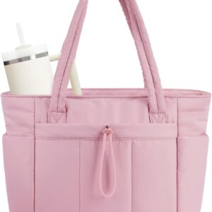 Sac fourre-tout en toile nature avec porte-gobelet, compartiment pour ordinateur portable et pochette de chariot pour les voyages, le travail, l’infirmière, les femmes