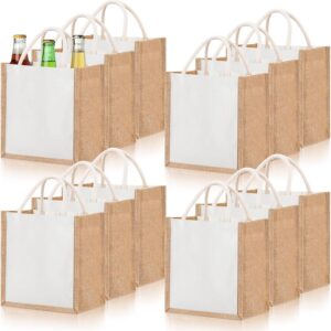 Burlap Tote Bag Mini Jute Reusable Bag with Handles Small Blank Canvas Gift Waterproof for Wedding Beach DIY