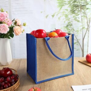 12 Pcs Burlap Jute Tote Bags with Handle Reusable Blank Bridesmaid Gift Bags for Shopping Wedding DIY, 12x12x7.7In(Jute)