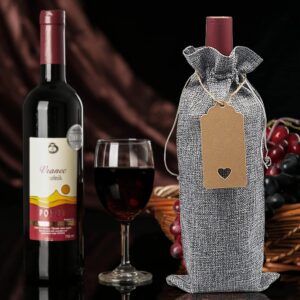 16 Pack Burlap Wine Bags, Jute Wine Gift Bags with Drawstring, Accommodates Regular 750 ml Bottles, Perfect for Weddings, Parties, Travel, Birthdays