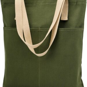 Canvas Aesthetic Tote Bag with Zipper and Pockets for Women Men