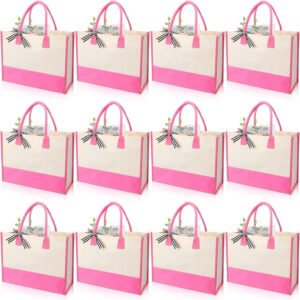 Canvas Tote Bags Initial Classic Present Personalized Canvas Beach Bag for Wedding, Birthday, Beach(Brown and White)