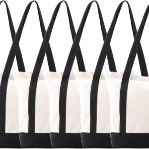Zippered Canvas Tote Bags – 16.5″x14″x5″ Heavy Duty Plain Reusable Grocery Bags – 3 PCS Bulk Cotton Totes With Zipper