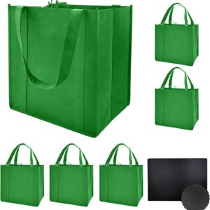 10 Pack Reusable Reinforced Handle Grocery Bags – Heavy Duty Large Shopping Totes with Thick Plastic Bottom can hold 40 lbs (10, black)