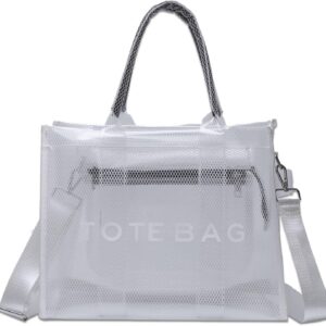 Bolsa transparente para mujer, bolsa grande de malla para la playa, bandolera transparente de PVC con cremallera, bolsa de estadio para deportes de viaje