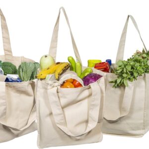 Best Cloth Tote Shopping Bags Heavy Duty & Premium – Reusable Canvas Shopping Bags for Groceries – Washable & Eco-friendly Cloth Beach Bags with Handles – Perfect Picnic Tote Bags