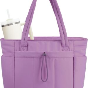 Sac fourre-tout en toile nature avec porte-gobelet, compartiment pour ordinateur portable et pochette de chariot pour les voyages, le travail, l’infirmière, les femmes