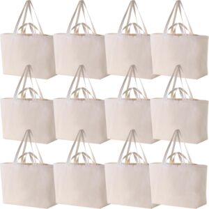 Extra Large Canvas Shopping Bags Jumbo Heavy Duty Reusable Grocery Bags Bulk Blank Tote Bags with Double Handle