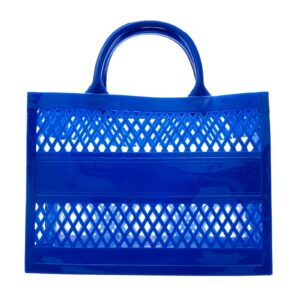 Cesta de la compra Bolsa portátil de gelatina de gran capacidad para almacenamiento Candy Color Hollow Beach Fashion Gran bolsa de PVC de PVC Bolsa de goma de silicona