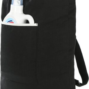 Canvas Laundry bag, Washable Laundry backpack, Adjustable Straps, Large Front Pocket, Drawstring Closure (BEIGE, X-Large)
