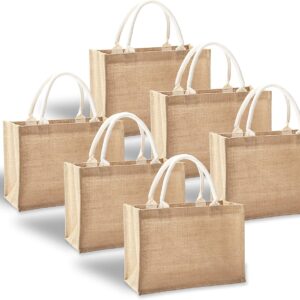 Jute Tote Bags, 14.5″ x 6.7″ x 10.2″ Pack of 1 Burlap Bridesmaid Bags, Burlap Beach Totes, Jute Travel Bags with handles, Tote Bag for DIY,Gym,Shopping,Wedding