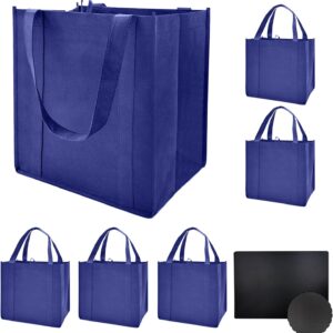 10 Pack Reusable Reinforced Handle Grocery Bags – Heavy Duty Large Shopping Totes with Thick Plastic Bottom can hold 40 lbs (10, black)