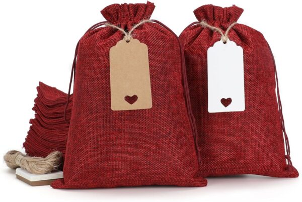 Burlap Bags with Drawstring – 30Pcs Gift Bags for Wrapping Christmas Favors, DIY Craft, Candles, Souvenirs, For Birthday, Gathering, Customers, Small Business