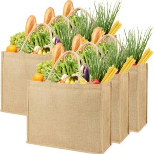 Burlap Bags with Handles, 6 Pack Small Natural Jute Reusable Gift Favors Blank Tote Bag Bulk for Bridesmaid Wedding, Women Market Grocery Shopping, Bachelorette Party, Beach Trip, DIY