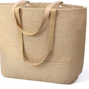 Large Jute Beach Bag for Women Woven Straw Beach Tote Bag Shoulder Handbags Boho Bag