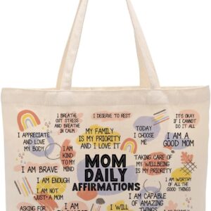 Amor propio: afirmaciones diarias para mujeres, madre inspiradora, profesora, enfermera, regalos cristianos, bolso de lona con bolsillo